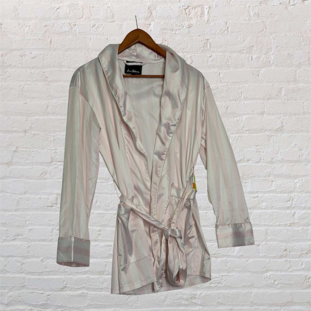 Sam Edelman Small Pink White Stripe Smoking Jacket Belted NWT